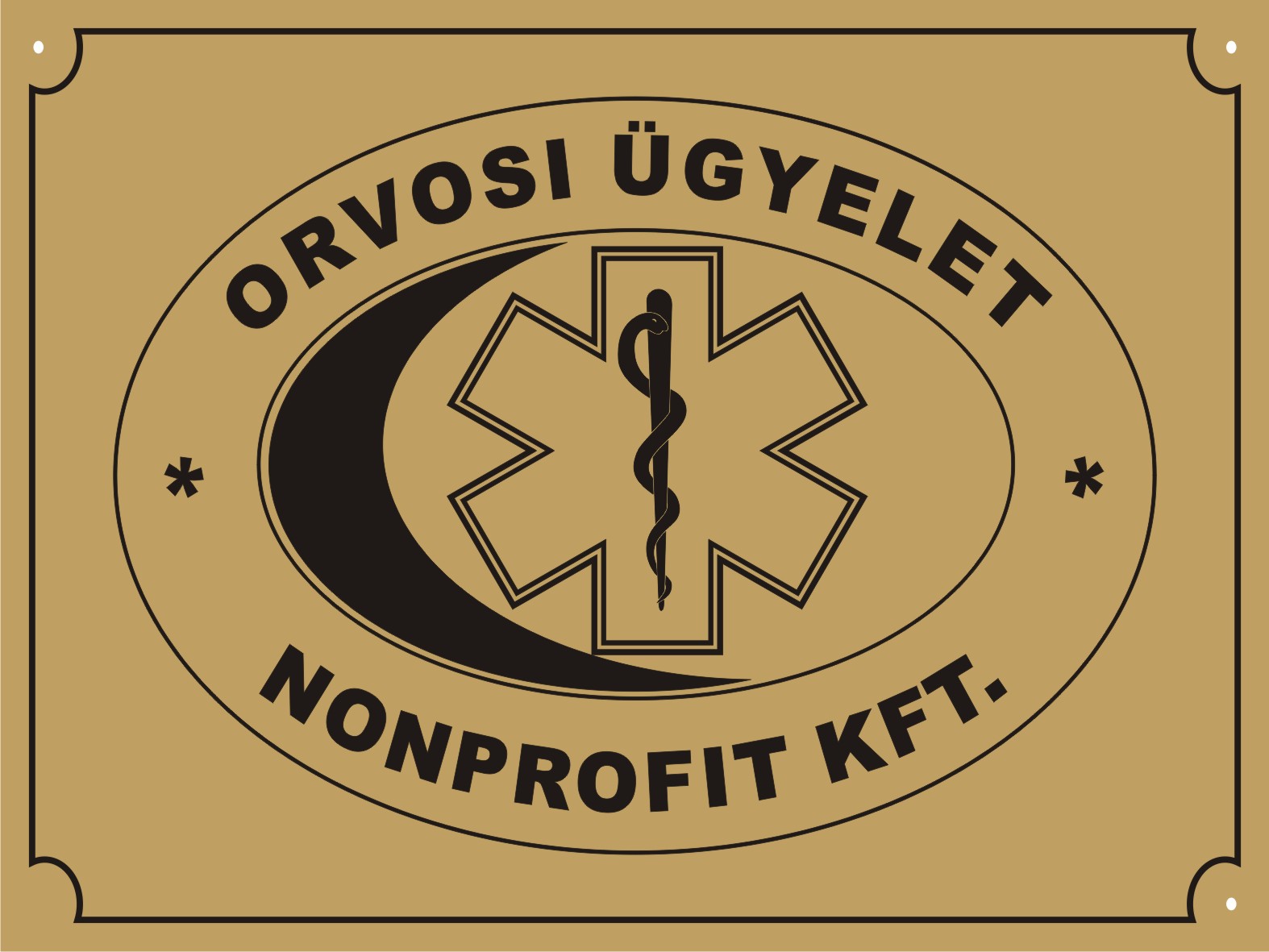 Gravírozott cégtábla arany-fekete 400 x 300 mm